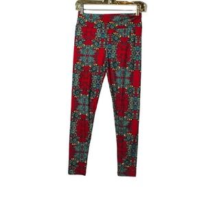 LuLaRoe leggings red flower pattern OS